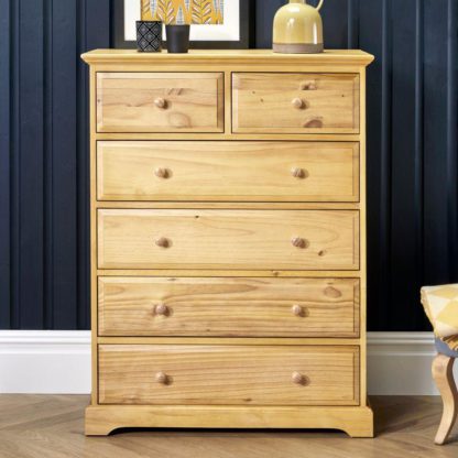54878e7f62eaa7624ad34d4f88a129d2c50998f173e1b4a882e80c4ea749bea0.jpg An Image of Suffolk Pine Wooden 4 + 2 Drawer Chest