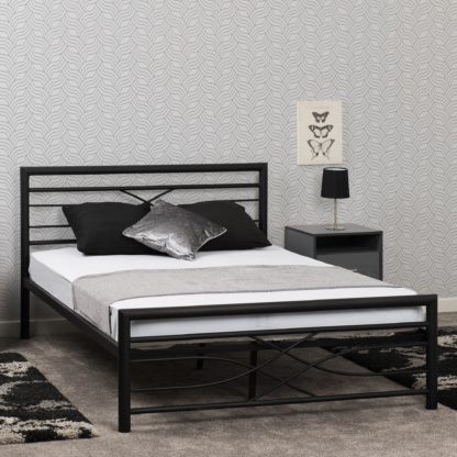 5687a9e0d2ea71359fa94d563086900d1bd34c51e536b89dae547a37237113fa.jpg An Image of Kelly Black Metal Bed Frame Black