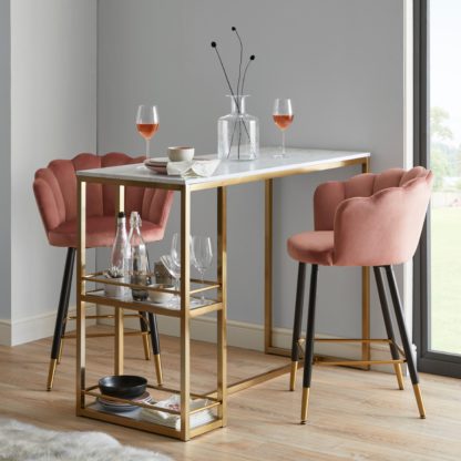 6690c3325c53d3fa68f8828183443e398d79b7a3ee48d9317aa6ffbbe9b13608.jpg An Image of Kendall Bar Table White Faux Marble Marble