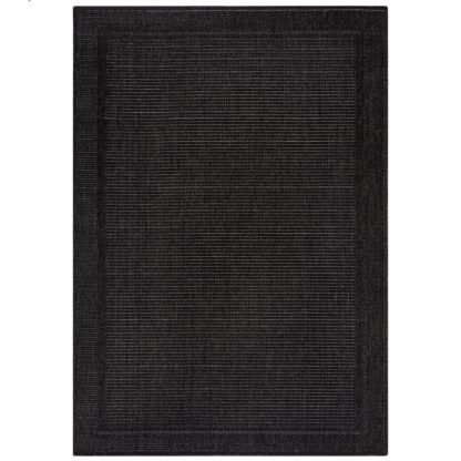 755a6150d4356f4c66e93dd32fb9fbb83257a21c3517d057f48073386634c2f2.jpg An Image of Twill Jute Look Indoor Outdoor Black Rug Black