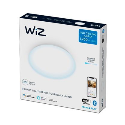 88f0311e83d1ad1d52532cff5f585f46d409a0d6b0fd014e74042e3728680d64.jpg An Image of WiZ Adria Integrated LED Smart Ceiling Light, Cool White White