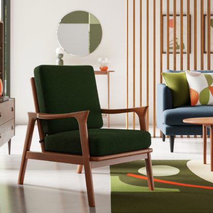 937b2a080192c07b582a7f0ed29169f478bcdce839bb33aeb872ee8bdffb61b7.jpg An Image of Elements Maddox Self Assembly Boucle Accent Chair Bottle (Green)