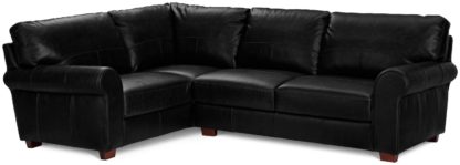 c7e1285dce39e304243f677acf2cf68111c4c95acfce9a879b4b379f403f87c3.jpg An Image of Habitat Salisbury Left Corner Leather Sofa - Black