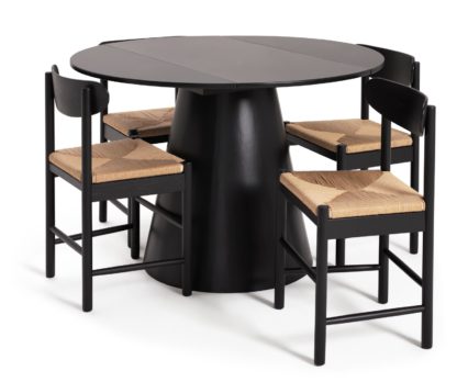 ee301e7766a7eff4e2a4de6773f6f7dca4034917b7f854ca47f69e1c1d2ab34b.jpg An Image of Habitat Iver Dining Table & 4 Hannah Black Chairs