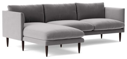 14489e30064abcd71214fd1b00eb9dd85e5513836bde75e30ced959f7da25a9d.jpg An Image of Swoon Luna Velvet Left Hand Corner Sofa - Silver Grey
