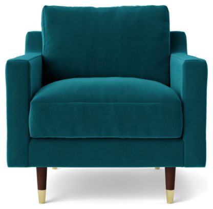 2377884fd66e7630a1100faf40ded44f24376d72de6c3e63392e8c56375aec74.jpg An Image of Swoon Rieti Fabric Armchair - Indigo Blue