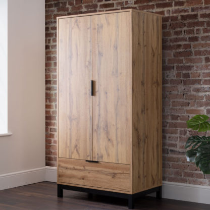 282b53b68c72b6a3cdc528c7ca267c1d163c7e158a7f75caf4164b11b94137bf.jpg An Image of Bali Oak 2 Door 1 Drawer Wooden Combination Wardrobe