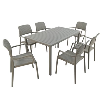 4505bfc08f75e5e23389dc2a8031871a3167a4e2258f600ec90252dfcb28a478.jpg An Image of Cube Dining Table with 6 Bora Chair Set Anthracite Anthracite