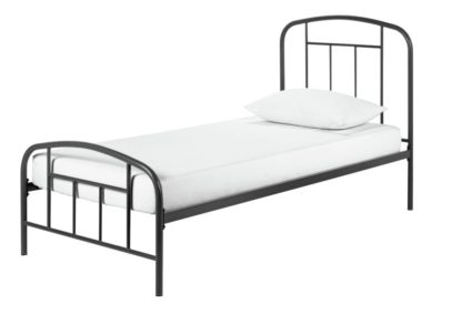 4c460b76743d3095e8556dc2cb25b4476da24cb4844eb68ef99bf4b6e89c979e.jpg An Image of Habitat Pippa Single Metal Bed Frame - Dark Grey