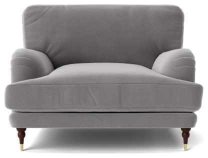 4e52cc76ab65a2b09d92c0b137534e9675e5ba9f22ac92abe431cf6c7b933f32.jpg An Image of Swoon Charlbury Velvet Cuddle Chair - Granite Grey