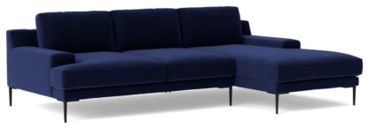4fca747f338c543618f4a81b0c5358a5abdaaab76a21ff99f9a13e1bd43dcef4.jpg An Image of Swoon Almera Fabric Right Hand Corner Sofa - Indigo Blue