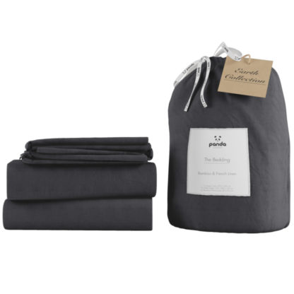 4fe43793703b2466fd0bbeb3885e34479481529e6723db64399add2e96c0cae2.jpg An Image of Panda Linen Bedding Set - Slate Grey - 3ft Single