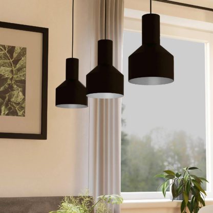 5a1ba8b71bdb8a0267afaa772dfe4acb8e04163849e66cca01be80c14493cd46.jpg An Image of Eglo Casibare 3 Lamp Diner Bar Light - Black
