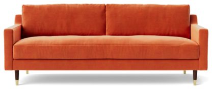 5c9089868a169c29edcf64cb8dde8de1c71512e335f8bd88911c2b203a737c80.jpg An Image of Swoon Rieti Velvet 3 Seater Sofa - Taupe