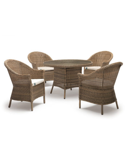 5e6b4fcaaa108a3108b012ec901ce2870bf910ed5360f2b2c613a12bd2d13153.jpg An Image of Kettler Harlow Carr 4 Seater Round Garden Table & Chairs