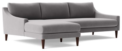 6578f8ea986140b75e6150ed7cb9f8cb4217fad7c60d2dfc65a26f932dc1e4cc.jpg An Image of Swoon Turin Velvet Left Hand Corner Sofa - Silver Grey