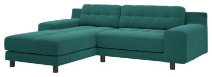 6eb4b19a3124e494ebb64553d6322c30a46371740f69be5f60be0361c164a9a6.jpg An Image of Habitat Hendricks Velvet Corner Chaise Sofa - Teal