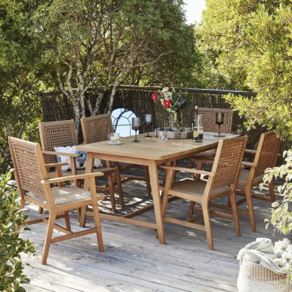 6fd2dcdc7257280bac395e36b7fe51e9878a506228bfbe4f1049490f9bf0e1ad.jpg An Image of Miri 6 Seater Wooden Garden Dining Set