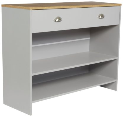 7325221b1125ab7b678b83833b0da5e06a2cb1e5708548fac2084efdf493ae31.jpg An Image of Lloyd Pascal Linwood 1 Drawer Console Table - Grey & Oak