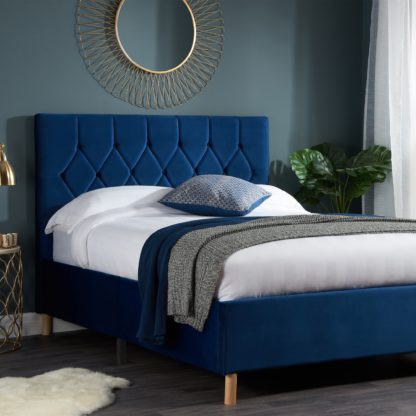 74099fe6d73d932ef763c311e53b9b6f7a9c4544c7708bfc9d7839a4fcc005f7.jpg An Image of Loxley Velvet Bed Loxley Blue