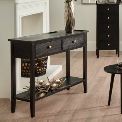 789f07208f7a45187bb552e1db03e24e23fe3a8da640b9daedbc5af3cd2424b4.jpg An Image of Pacific Chelmsford Console Table, Black Painted Pine Black