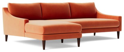 7e0f604dfc3e761420c3501bd9396cc53a1936d517bd8e5617e0f5302b818457.jpg An Image of Swoon Turin Velvet Left Hand Corner Sofa - Silver Grey