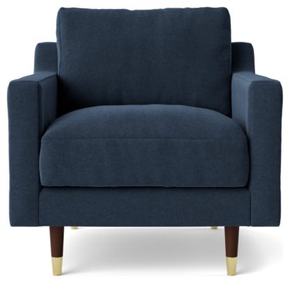 87e421e3cbcfa2e51458d6ae51945a193c83658ce1a56762b4e55f971b3f5542.jpg An Image of Swoon Rieti Fabric Armchair - Indigo Blue