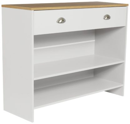93f8be4dc354950e2c6d39336b45280a8366d812a199453f54a04e248098124c.jpg An Image of Lloyd Pascal Linwood 1 Drawer Console Table - Grey & Oak