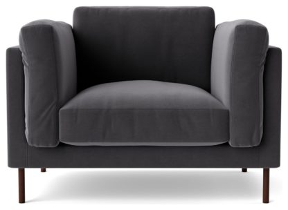 9726acd09b4ed4dc36620527e7046d9183d9279c8639ee9009bb8e2093d041c9.jpg An Image of Swoon Munich Velvet Cuddle Chair - Ink Blue