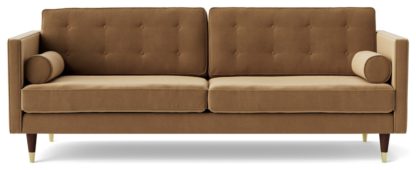 9b0cc10cdd67fc587bc58286446955131350cc08432b2e588c061c1780d13d51.jpg An Image of Swoon Porto Velvet 3 Seater Sofa - Taupe