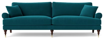 a6fca1b702627fb9ecb5e6e18a5df005bb4735712f2c446b28c44074691cf616.jpg An Image of Swoon Sutton Velvet 3 Seater Sofa- Kingfisher Blue