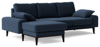 aafe6bc2a70c2a7af4e2e9738856e3592cc79ee4987ec1267ef2857b7060237b.jpg An Image of Swoon Tulum Fabric Left Hand Corner Sofa - Indigo Blue