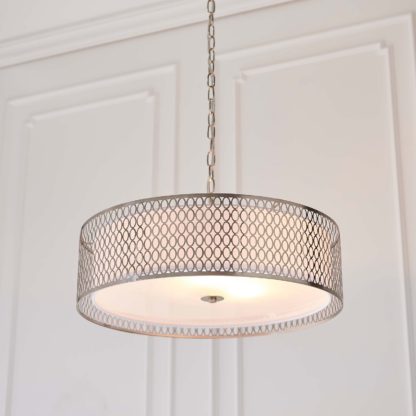b559cc7606f3751a0af9b0a2a73cd7a2155ee56916e79b080a3e08a63e4e4ac7.jpg An Image of Orton Pendant Ceiling Light - Nickel Effect