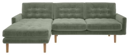 b792bba4e5aebda2932aed86024e1cfa8982990855d20093130b70274dc51118.jpg An Image of Habitat Fenner Velvet Corner Chaise Sofa - Sage