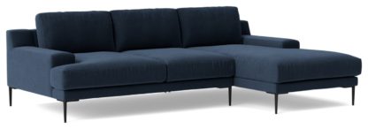 b93d0cece2102b98fef8070a87067fb03fb992950cd74187cfa2815a395a9e5d.jpg An Image of Swoon Almera Fabric Right Hand Corner Sofa - Indigo Blue
