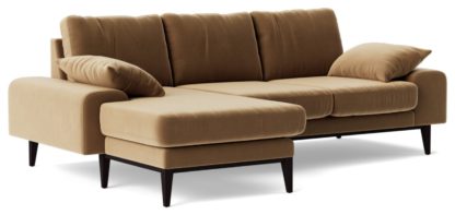bf8e6b8632dd0ce5c9caf690079f2bea26953a17bd97d1c492a9b1846fd49f0e.jpg An Image of Swoon Tulum Fabric Left Hand Corner Sofa - Indigo Blue