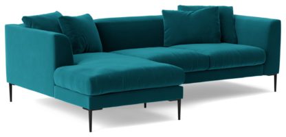 e460c2bd2cf91ee12322813cb222b3aba9755ef727331e6be6aabf97f0ec5e22.jpg An Image of Swoon Alena Velvet Left Hand Corner Sofa - Kingfisher Blue