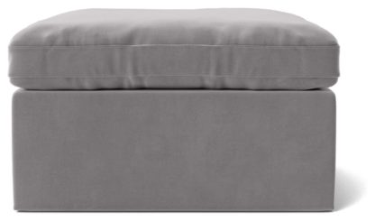f27bc20fdde404645396a1aa78959033536a4f98eec1dd6a01d890fd59618e15.jpg An Image of Swoon Seattle Velvet Ottoman Footstool - Silver Grey