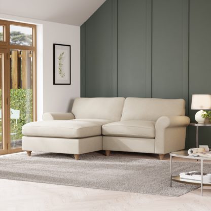 0e24db77d4b40fa81f8d7698bb6150192f16046de9f21281c88c90d8c81590a3.jpg An Image of Rosa Soft Chenille Corner Chaise Sofa Sandstone