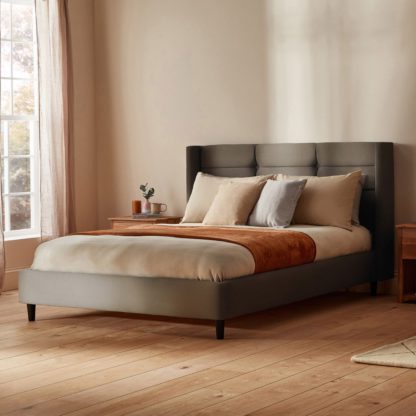 163c0c05986b411a8989cbe8108363efecd93e689ef6a0a0a48141c593b19240.jpg An Image of Silentnight Lilith Double Fabric Bed Frame - Pebble