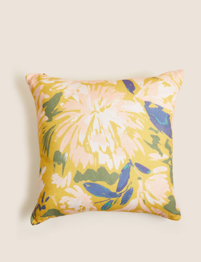 2568801aa126edab764c9ba3c5539733fd14893bafb102cc9781a240fcf7db41.jpg An Image of M&S Pure Cotton Watercolour Floral Cushion
