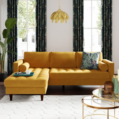 296dc9a6b7b4da03ca1ec2a7931aee499f10b6ccd8cee9693697c67dddc546a5.jpg An Image of Zoe Velvet Corner Chaise Olive (Green)