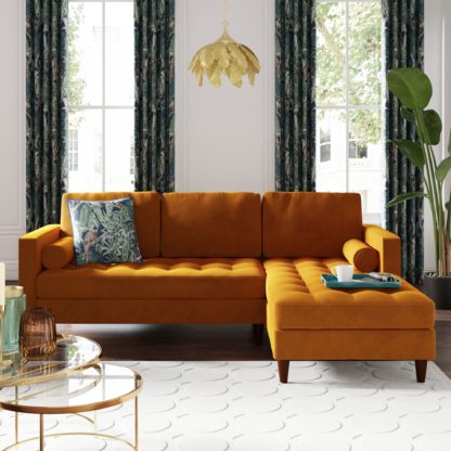 2b16880c1464890c9f814c936488db98d20775029b0535cfa82d7fad2f6ce1fe.jpg An Image of Zoe Velvet Corner Chaise Olive (Green)