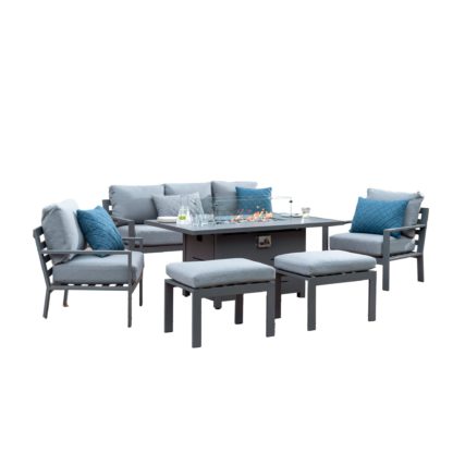 2f82c81fb415b3d77c782f7d0e014451015d9d2e1a5761da8bbabde39a3870d0.jpg An Image of Titchwell 7 Seater Lounge Set with Fire Pit Table Dark Grey