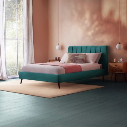 6694e5f7064533af4b578f6eb0c6b034c019874b28e6c3e37901303b9c0f216b.jpg An Image of Silentnight Octavia Double Velvet Bed Frame - Peacock