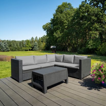 7110827179a21a807708dcc7dbb8bf8b48c3b96582fb09cdb4aa8c33dae1ae90.jpg An Image of Provence 4 Seater Corner Sofa Set Graphite (Grey)