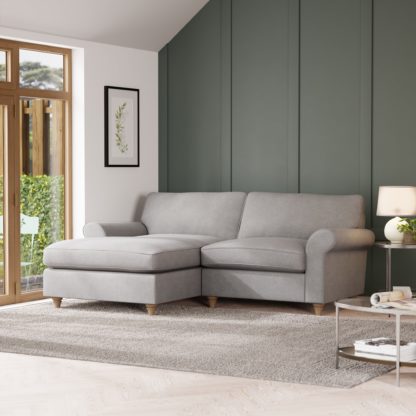 8b9e97889ecd5a6d85886a515815a3b669e01b640225532e1c13b687e14adc93.jpg An Image of Rosa Soft Chenille Corner Chaise Sofa Sandstone