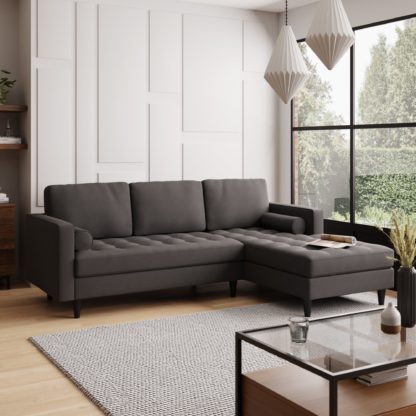 a784bebed204b2af18b3c23a4c6fcf286f9a152e8710991fbfdabb05e6a5a7ba.jpg An Image of Zoe Luna Fabric Corner Chaise Charcoal