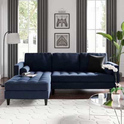 a80ced6459ddeeef708acf430c77519442d347705b54a536aad794c61e34410a.jpg An Image of Zoe Velvet Corner Chaise Olive (Green)