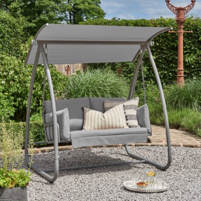 e4abe035b7957a6757c514ec40f001613826fccd3e1e24af0d151ae9e20be940.jpg An Image of Newmarket 2 Seater Swing Grey